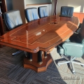 Ornate Inlaid Top Birds Eye Executive Boardroom Table w/ Glass